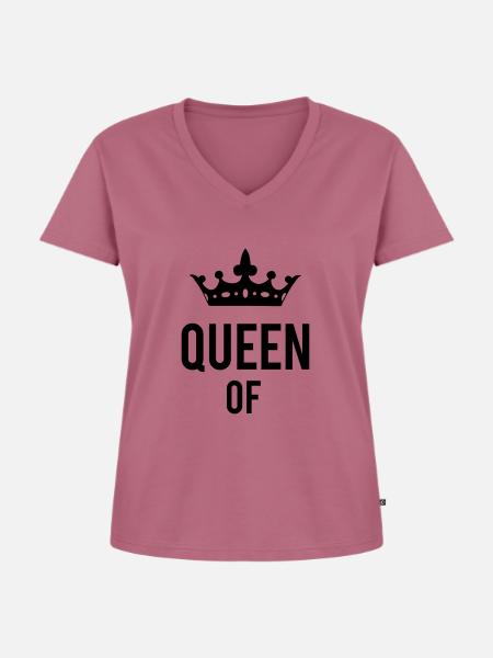 Queen - Frauen Premium Bio T-Shirt mit V-Ausschnitt - Mauve