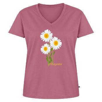 Marguerites, fleurs - T-shirt encolure en V Premium bio Femme - mauve - Devant - AI Model Female 172 dark (172cm)