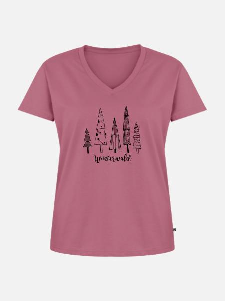 Winterwald - Frauen Premium Bio T-Shirt mit V-Ausschnitt - Mauve