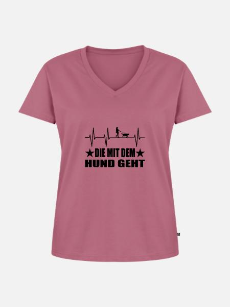 Hund - Frauen Premium Bio T-Shirt mit V-Ausschnitt - Mauve