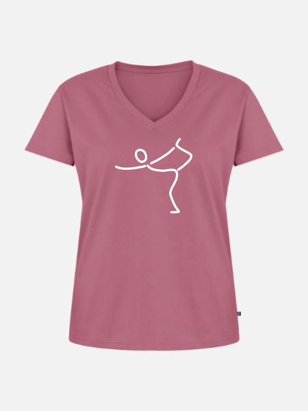 iYpsilon Einbeinstand - Frauen Premium Bio T-Shirt mit V-Ausschnitt - Mauve
