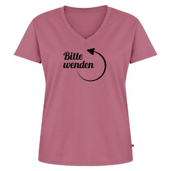 Bitte wenden Flirt Heisser Hintern Frau Mann - Frauen Premium Bio T-Shirt mit V-Ausschnitt - Mauve - Vorne - AI Model Female 172 dark (172cm)