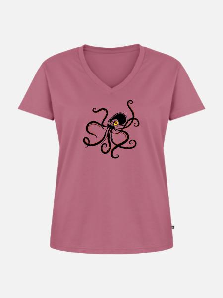 octopuss - Frauen Premium Bio T-Shirt mit V-Ausschnitt - Mauve