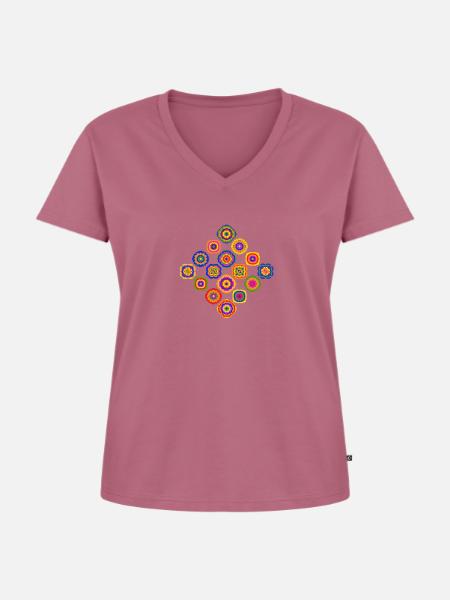 70er Jahre Raute - Frauen Premium Bio T-Shirt mit V-Ausschnitt - Mauve