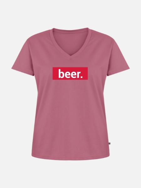 beer. - Frauen Premium Bio T-Shirt mit V-Ausschnitt - Mauve