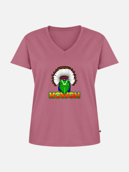 Kamäleon Häuptling - Frauen Premium Bio T-Shirt mit V-Ausschnitt - Mauve