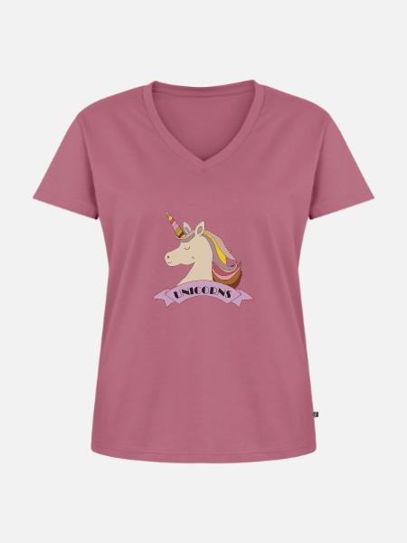 Einhorn - Frauen Premium Bio T-Shirt mit V-Ausschnitt - Mauve