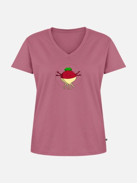 Vitruvian Rübe - Frauen Premium Bio T-Shirt mit V-Ausschnitt - Mauve