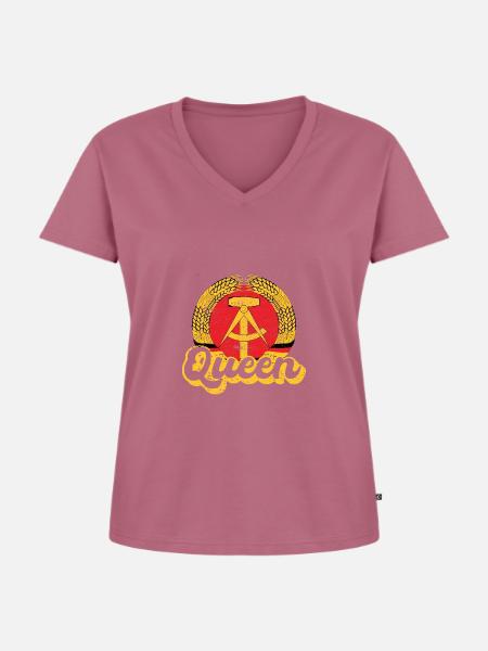 DDR Queen Nostalgie Geschenk - Frauen Premium Bio T-Shirt mit V-Ausschnitt - Mauve