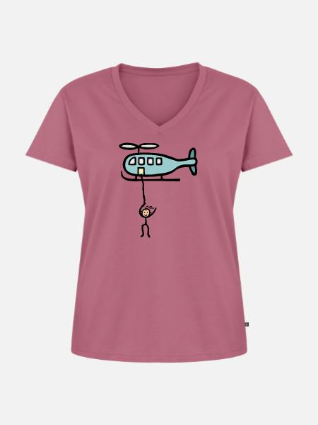 Abseilen Klettern am Hubschrauber - Frauen Premium Bio T-Shirt mit V-Ausschnitt - Mauve