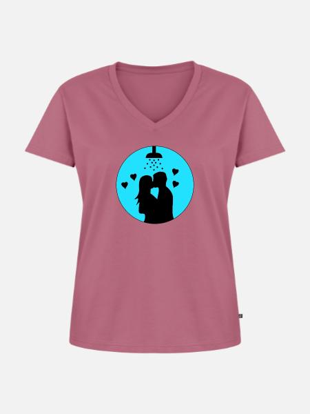 Duschen zu Zweit - Frauen Premium Bio T-Shirt mit V-Ausschnitt - Mauve