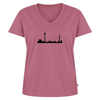 Düsseldorf - Frauen Premium Bio T-Shirt mit V-Ausschnitt - Mauve - Vorne - AI Model Female 172 dark (172cm)
