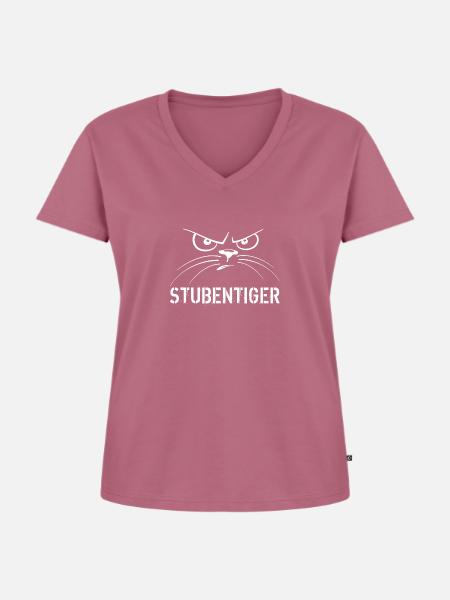 Stubentiger - Frauen Premium Bio T-Shirt mit V-Ausschnitt - Mauve
