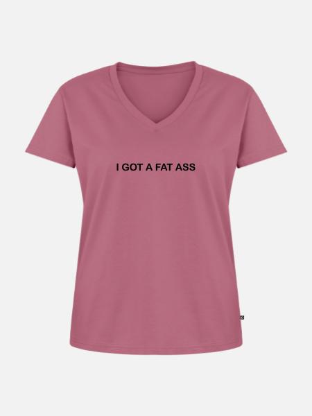 i got a fat ass - Frauen Premium Bio T-Shirt mit V-Ausschnitt - Mauve