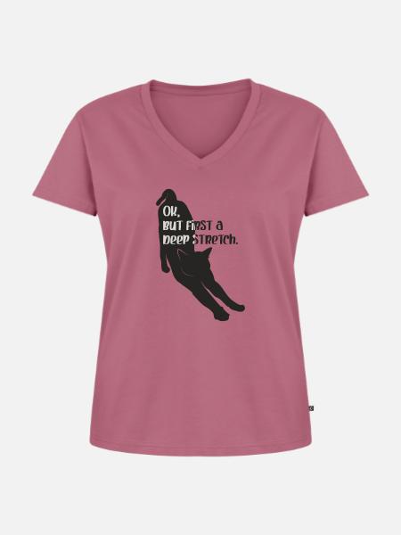 Katzenyoga "deep stretch" - Frauen Premium Bio T-Shirt mit V-Ausschnitt - Mauve