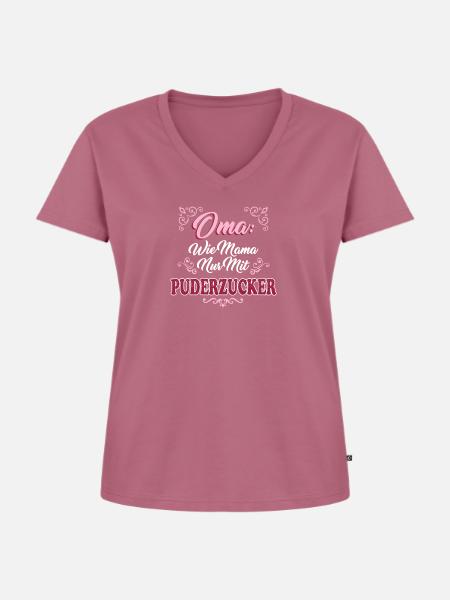 oma - Frauen Premium Bio T-Shirt mit V-Ausschnitt - Mauve