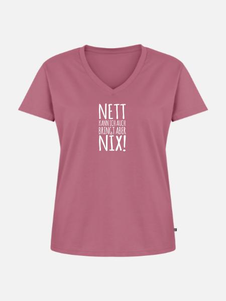 Lustig - Frauen Premium Bio T-Shirt mit V-Ausschnitt - Mauve