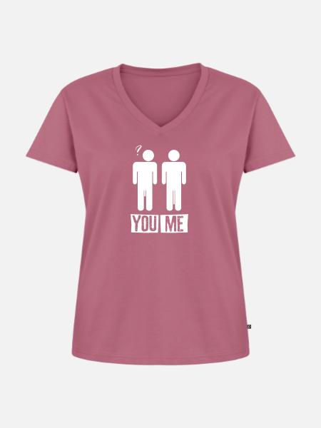 Sie VS Me Big Dick - Frauen Premium Bio T-Shirt mit V-Ausschnitt - Mauve