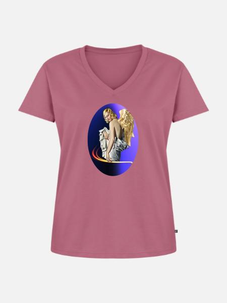 Engel - Frauen Premium Bio T-Shirt mit V-Ausschnitt - Mauve
