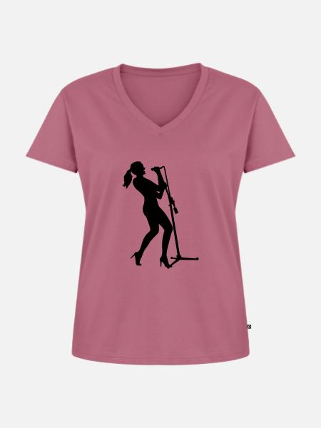 Sängerin - Frauen Premium Bio T-Shirt mit V-Ausschnitt - Mauve