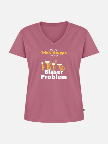 Trink Gruppe - Bläser Problem Blechblasinstrumente - Frauen Premium Bio T-Shirt mit V-Ausschnitt - Mauve