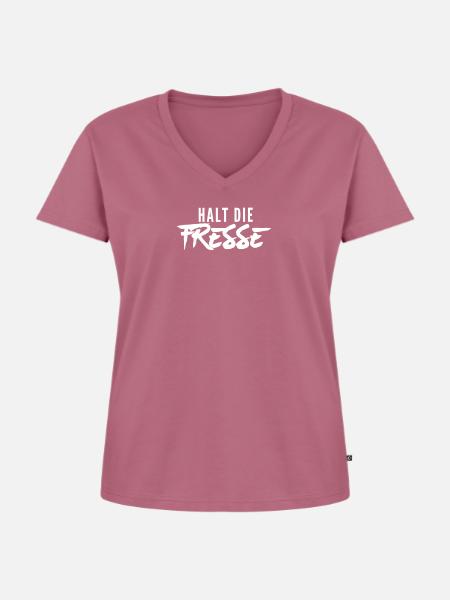 halt die fresse - Frauen Premium Bio T-Shirt mit V-Ausschnitt - Mauve