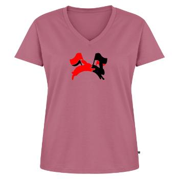 ANTIFA - Hoppeln gegen Faschismus - Frauen Premium Bio T-Shirt mit V-Ausschnitt - Mauve - Vorne - AI Model Female 172 dark (172cm)