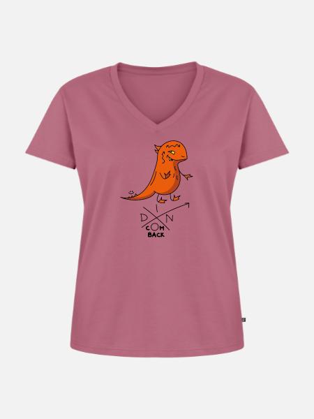 Dino komm zurück - Frauen Premium Bio T-Shirt mit V-Ausschnitt - Mauve