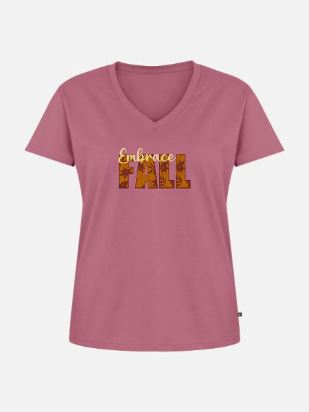 Embrace Fall - Frauen Premium Bio T-Shirt mit V-Ausschnitt - Mauve
