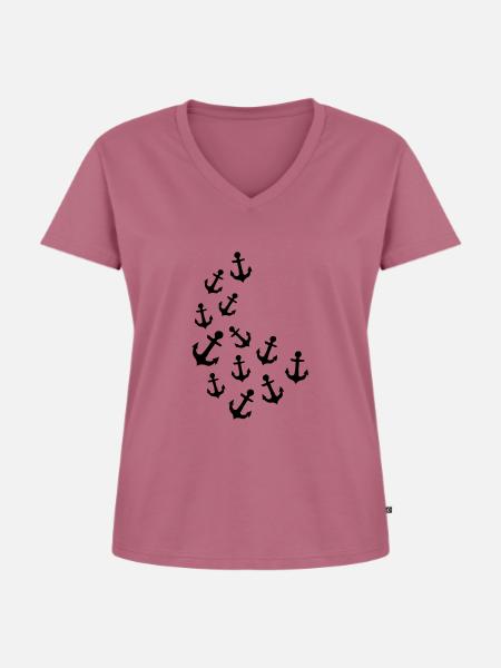 Anker Parade - Frauen Premium Bio T-Shirt mit V-Ausschnitt - Mauve