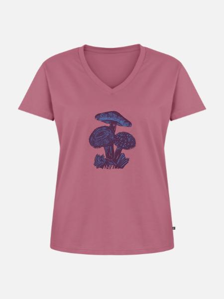Pilze Linocut - Frauen Premium Bio T-Shirt mit V-Ausschnitt - Mauve
