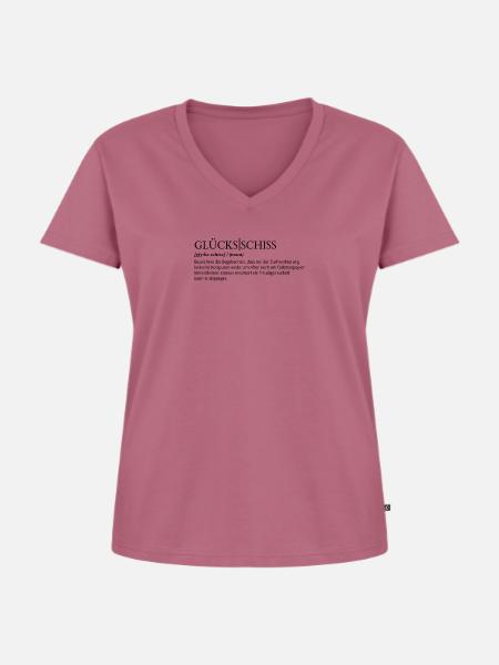 Glücksschiss Definition schwarz - Frauen Premium Bio T-Shirt mit V-Ausschnitt - Mauve