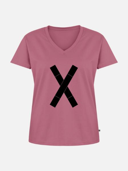 Andreaskreuz 1-farbig - Frauen Premium Bio T-Shirt mit V-Ausschnitt - Mauve
