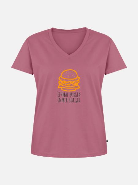 Einmal Burger immer Burger - Frauen Premium Bio T-Shirt mit V-Ausschnitt - Mauve