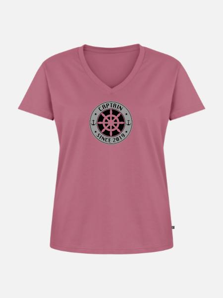 Captain , Kapitän - Frauen Premium Bio T-Shirt mit V-Ausschnitt - Mauve