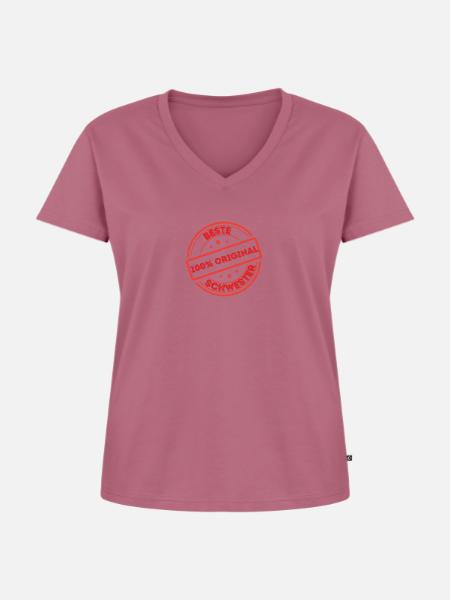 Beste Schwester - Frauen Premium Bio T-Shirt mit V-Ausschnitt - Mauve