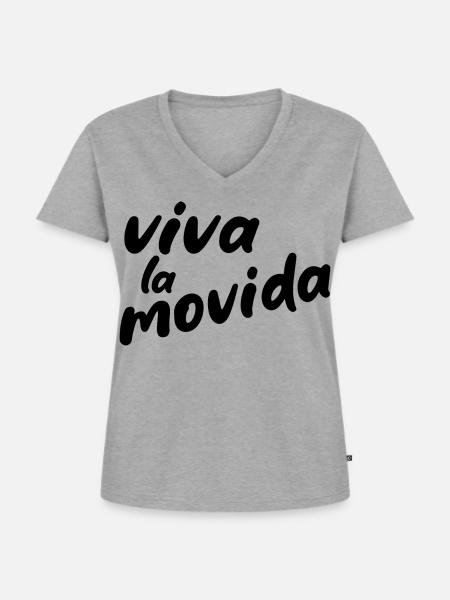 vivalamovida1schwarz - Frauen Premium Bio T-Shirt mit V-Ausschnitt - Grau meliert