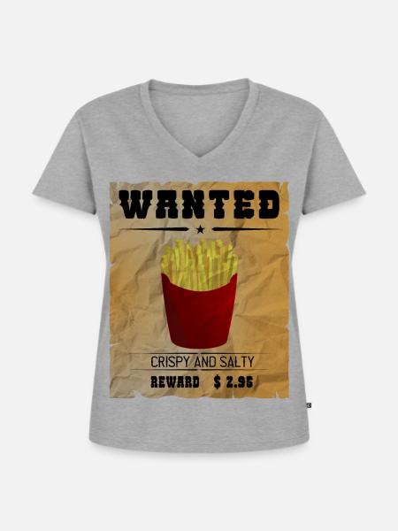 Pommes - french fries - Frauen Premium Bio T-Shirt mit V-Ausschnitt - Grau meliert