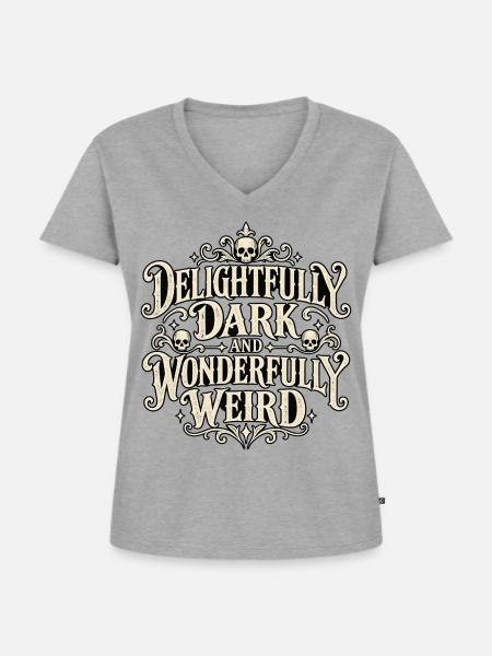 Dunkel und Fremd - Frauen Premium Bio T-Shirt mit V-Ausschnitt - Grau meliert