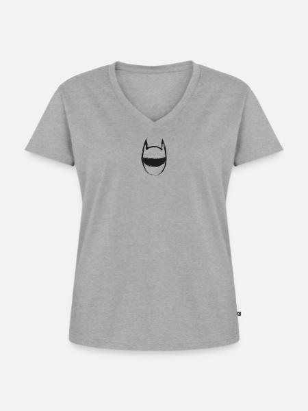 Drawn future mask - Frauen Premium Bio T-Shirt mit V-Ausschnitt - Grau meliert