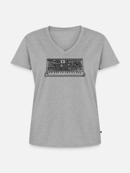 Synth - Frauen Premium Bio T-Shirt mit V-Ausschnitt - Grau meliert