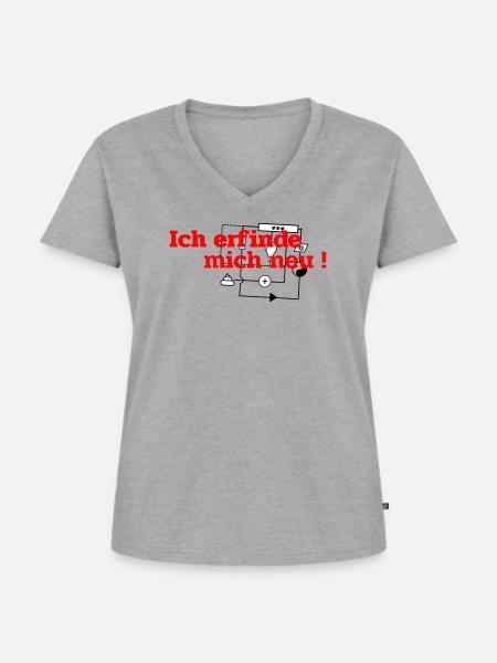 Ich erfinde mich neu - Frauen Premium Bio T-Shirt mit V-Ausschnitt - Grau meliert
