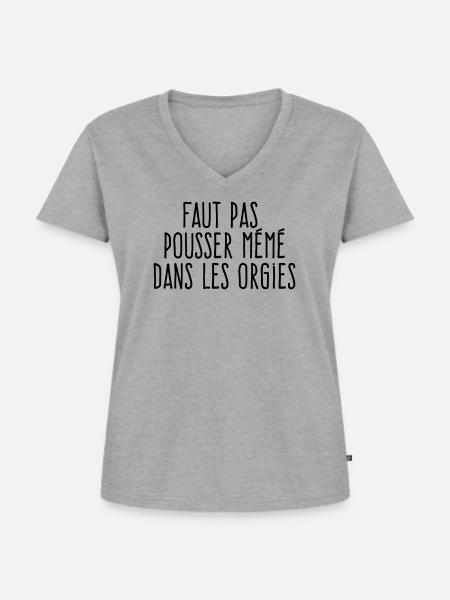 Nicht drängen, Oma – parodiese Ablenkung - Frauen Premium Bio T-Shirt mit V-Ausschnitt - Grau meliert