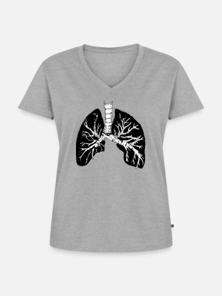 Lungenbaum No. 2 - Frauen Premium Bio T-Shirt mit V-Ausschnitt - Grau meliert
