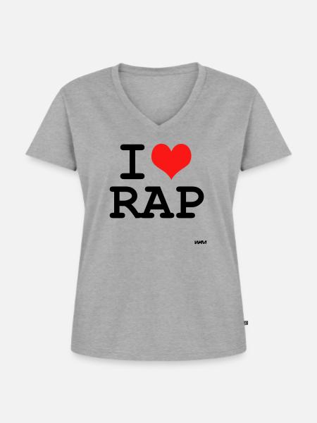 rap - Frauen Premium Bio T-Shirt mit V-Ausschnitt - Grau meliert