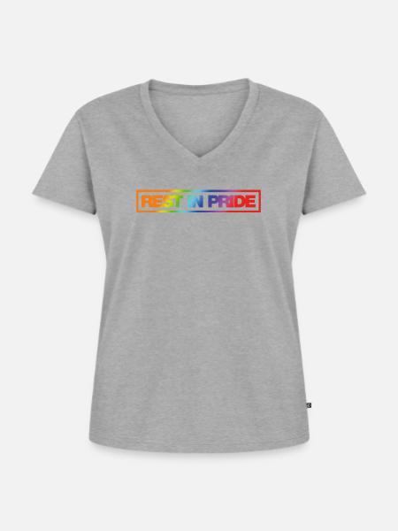 REST IN PRIDE (R.I.P.) Rainbow - Frauen Premium Bio T-Shirt mit V-Ausschnitt - Grau meliert