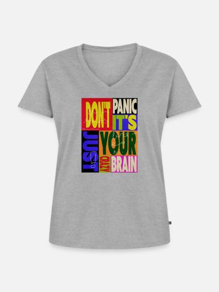 Don't panic - Frauen Premium Bio T-Shirt mit V-Ausschnitt - Grau meliert