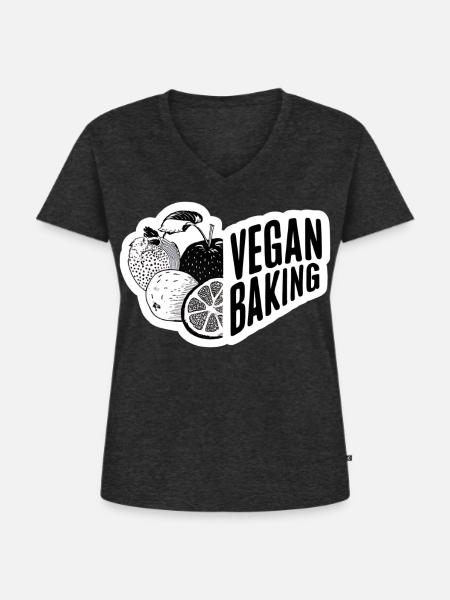 Vegan Backen Gesunde Küche - Frauen Premium Bio T-Shirt mit V-Ausschnitt - Anthrazit meliert