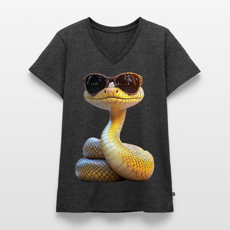Serpent Python Cobra Mamba Serpent à sonnettes Serpent T-shirt encolure en V Premium bio Femme