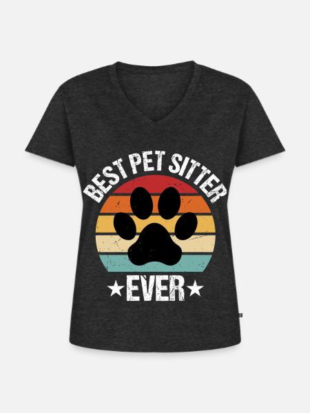 best pet sitter ever - Frauen Premium Bio T-Shirt mit V-Ausschnitt - Anthrazit meliert